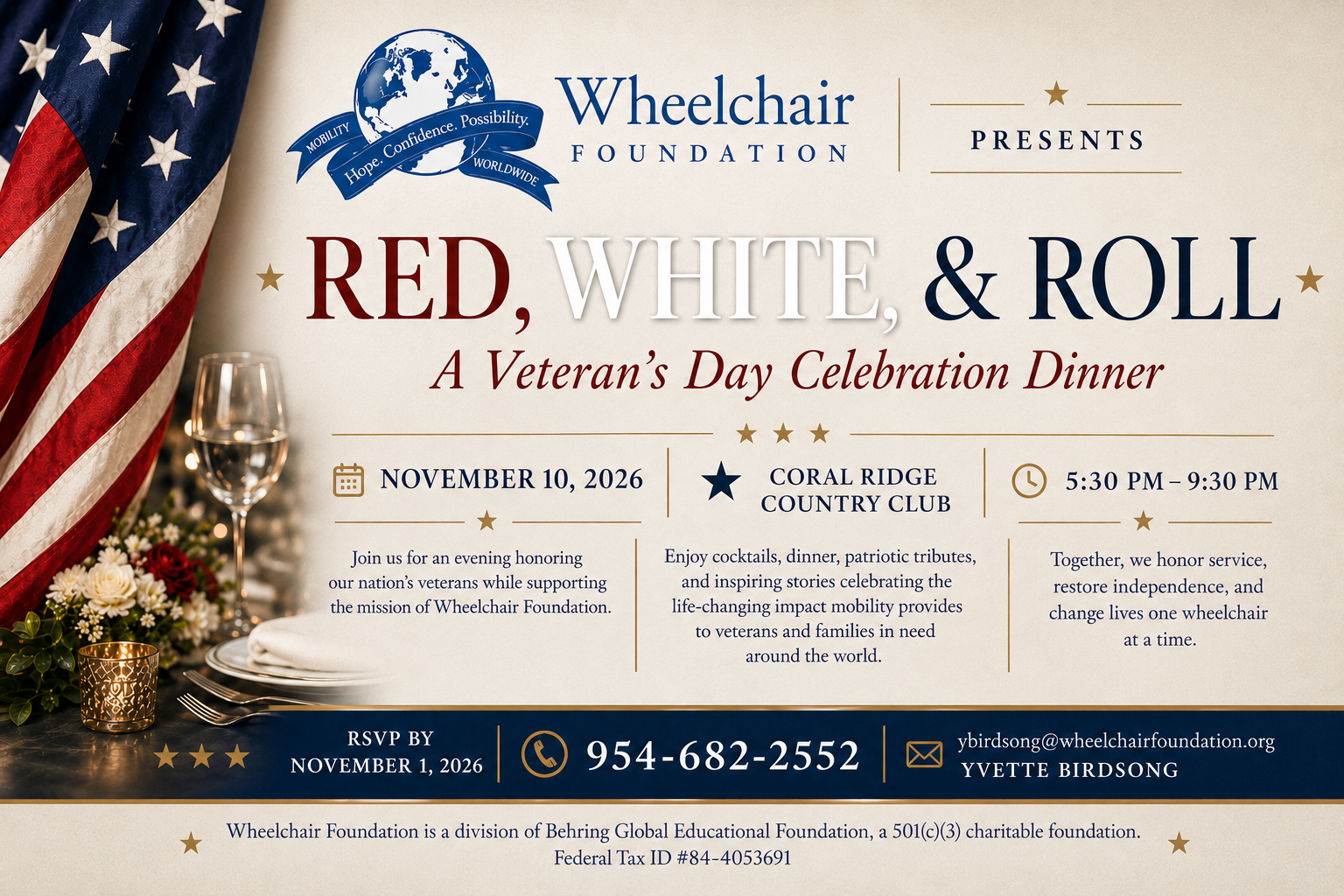 RED, WHITE, & ROLL – A Veterans Day Celebration Dinner